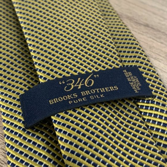 BROOKS BROTHERS 346 Blue Yellow Check Silk Neck Tie - Picture 5 of 7